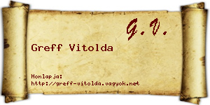 Greff Vitolda névjegykártya